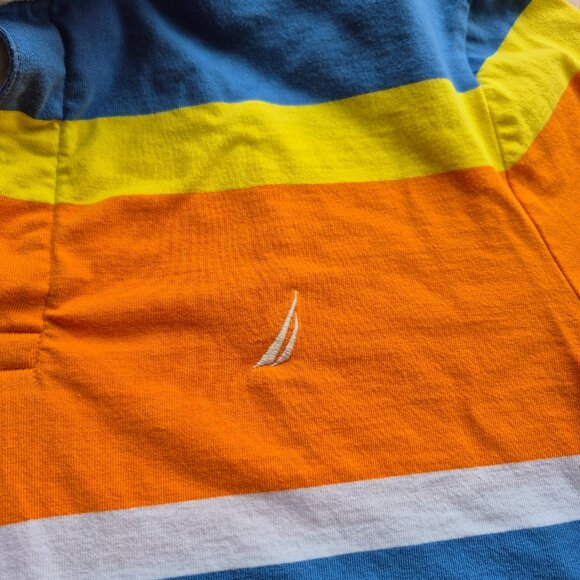 Nautica Men's Classic Fit Striped Rugby Polo Shirt XL Shrimp - Picture 3 of 14